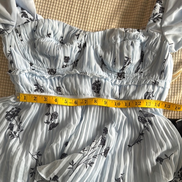 Self-Portrait Blue Puff Sleeve MIDI Dress - Picture 6 of 6